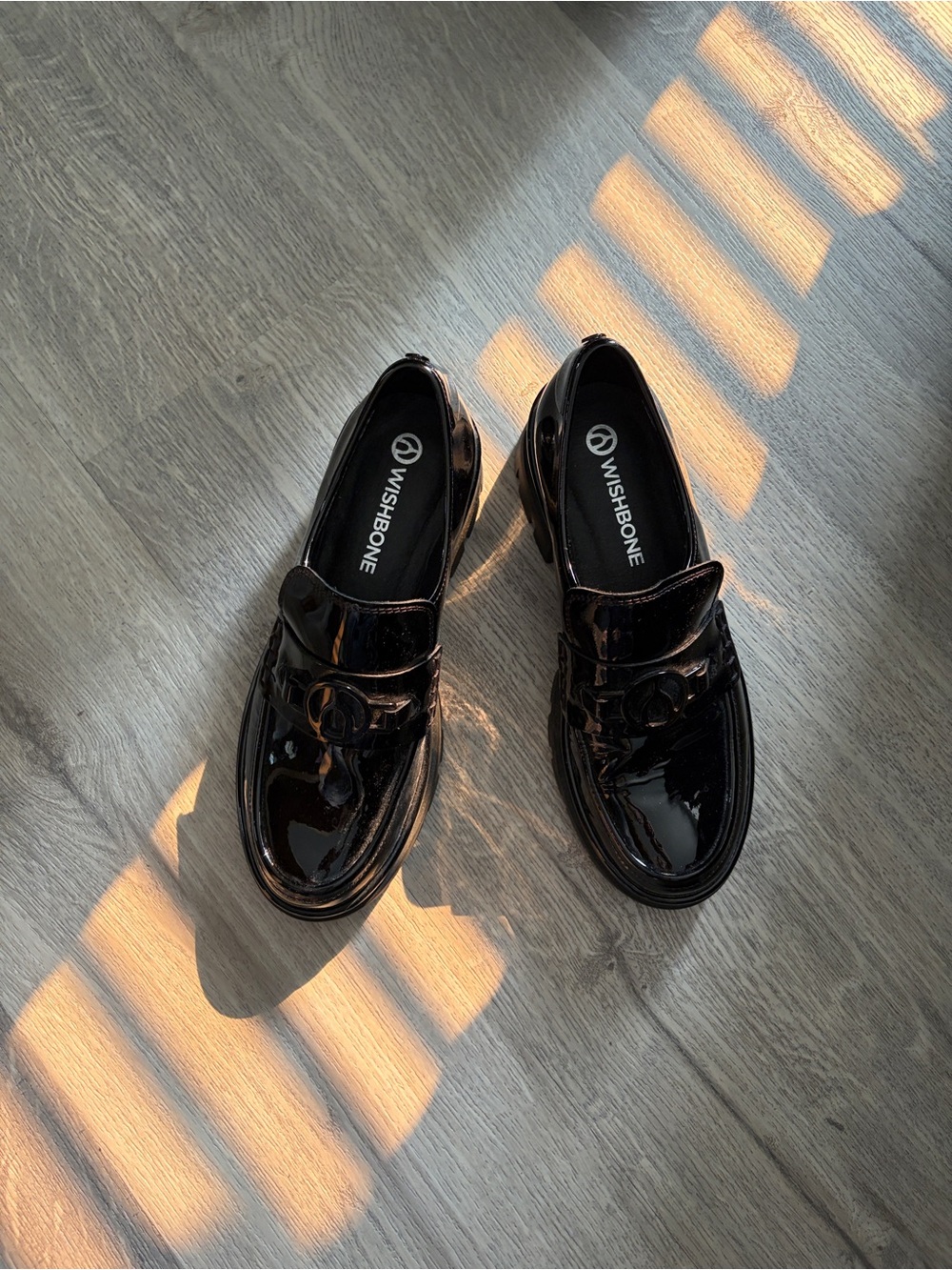 Black Patent Leather Loafers with Buckle Detail - Picture 3 of 4